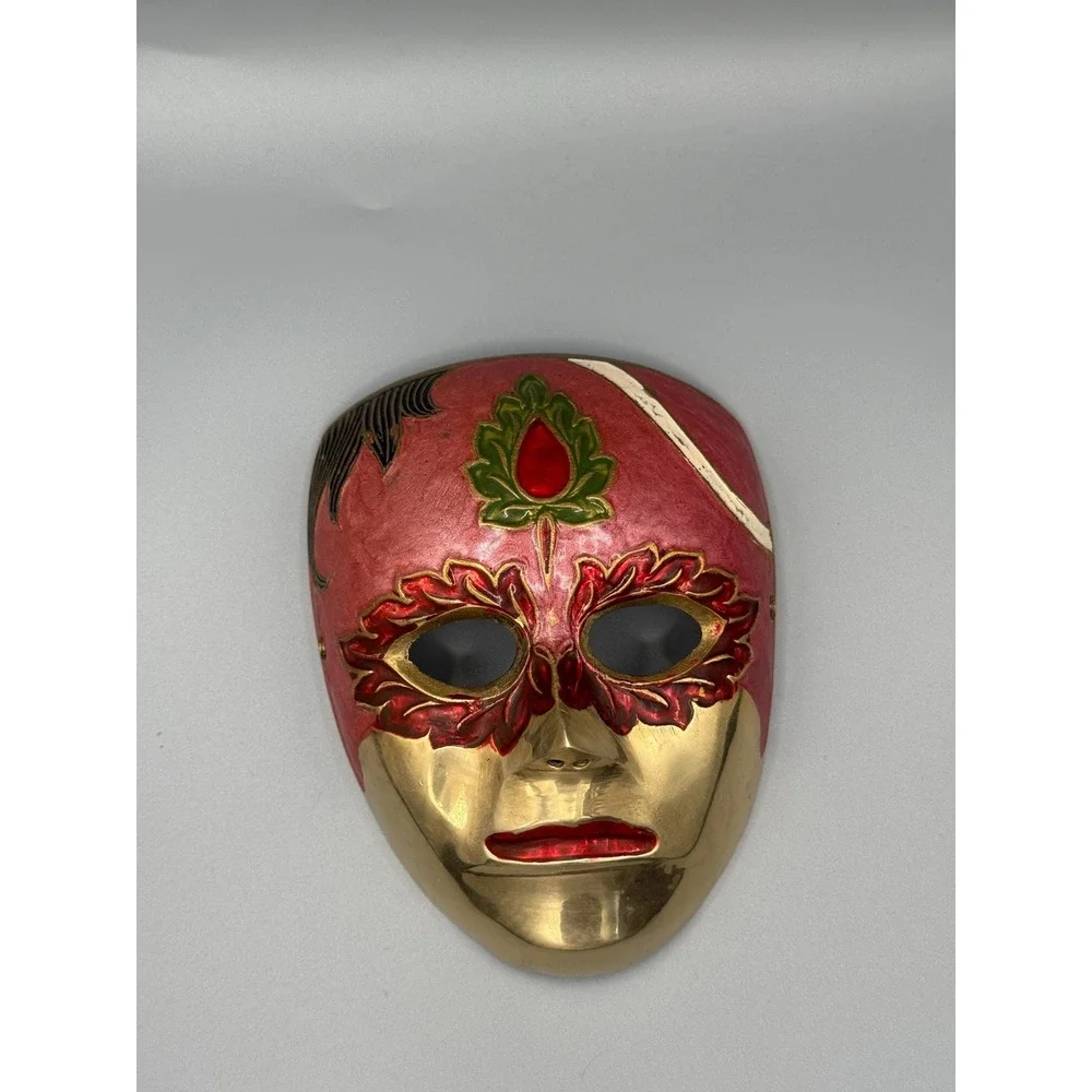 Vintage‎ Solid Brass Hand Painted Mask.